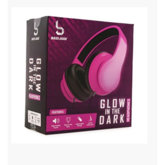 Bass Jaxx 💖Glow In‎ the Dark Lightweight Headphones ~Wired ~PINK ~NEW - Picture 2 of 10
